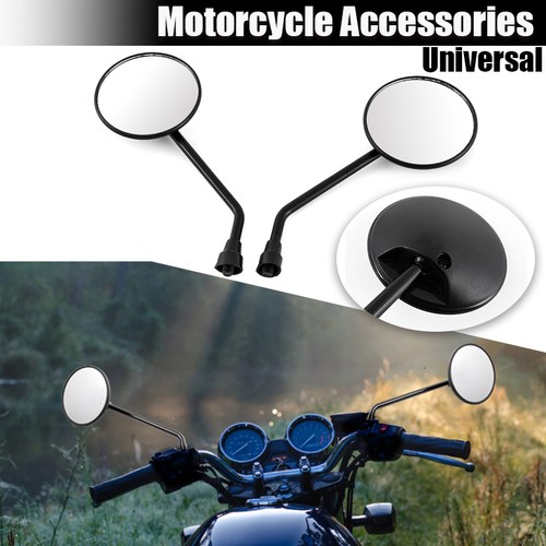 Black round motorcycle mirrors - round,